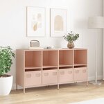 vidaXL Buffet rose 135x39x73 5 cm acier laminé à froid