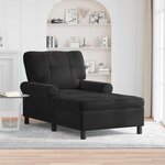 vidaXL Chaise longue avec coussin Noir 91 x 157 x 91 cm Velours