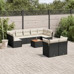 vidaXL Salon de jardin 10 Pièces avec coussins noir résine tressée