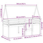 vidaXL Lit haut avec toit blanc 75x190 cm bois de pin massif