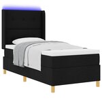 vidaXL Lit à ressorts avec bandes LED Noir 90 x 190 cm tissu
