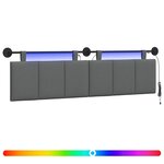 vidaXL Tête de lit suspendue Avec lumière LED Gris foncé Tissu