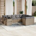 vidaXL Salon de jardin avec coussins 10 Pièces beige résine tressée