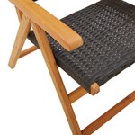 vidaXL Ensemble à manger de jardin 7 Pièces noir rotin et bois massif