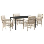 vidaXL Ensemble de salle à manger pour jardin 5 Pièces Beige polyrotin