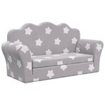 vidaXL Canapé-lit enfant 2 places gris clair étoiles peluche douce
