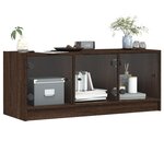 vidaXL Meuble TV avec portes en verre chêne marron 102x37x42 cm