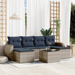 vidaXL Salon de jardin 7 Pièces avec coussins gris résine tressée