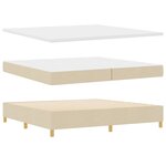 vidaXL Lit à ressorts avec bandes LED Crème 200 x 200 cm tissu