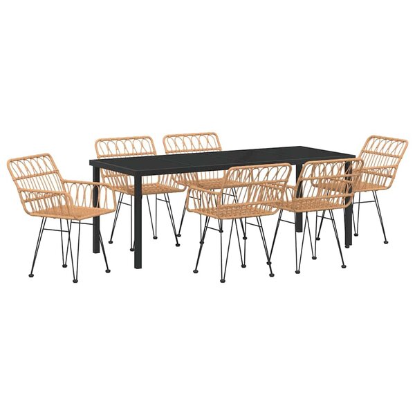 vidaXL Ensemble de salle à manger pour jardin 7 Pièces Marron