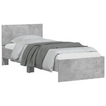 vidaXL Cadre de lit tête de lit gris béton 90x190 cm bois ingénierie