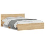 vidaXL Cadre de lit avec tête de lit et LED chêne sonoma 160x200 cm