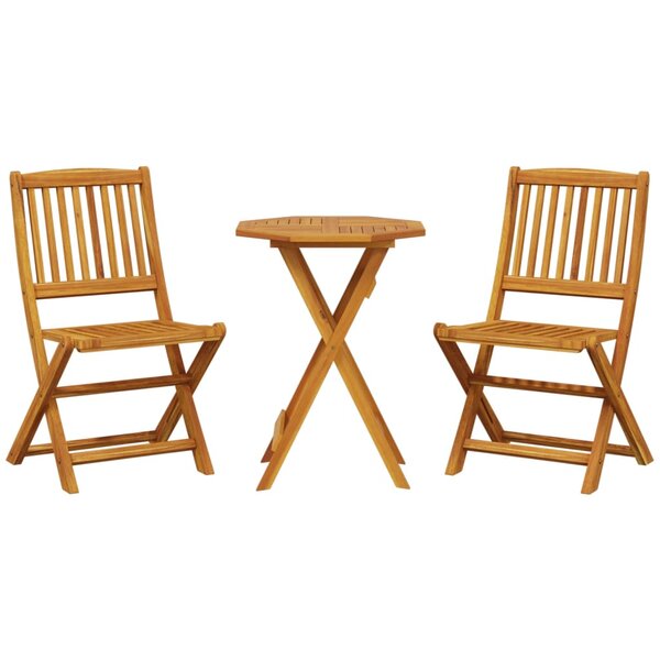 vidaXL Ensemble de bistro pliable 3 Pièces bois d'acacia solide