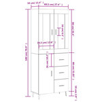 vidaXL Buffet haut Blanc 69 5x34x180 cm Bois d'ingénierie
