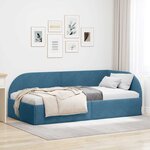vidaXL Cadre de lit d'angle avec tête de lit Bleu 90 cm x 200 cm tissu