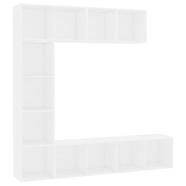 vidaXL Ensemble de bibliothèque/meuble TV 3 Pièces Blanc 180x30x180 cm