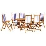 vidaXL Ensemble de salle à manger de jardin 7 pièces bleu et blanc en acacia massif