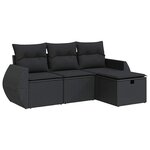 vidaXL Salon de jardin 4 Pièces avec coussins noir résine tressée