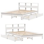 vidaXL Lit bibliothèque sans matelas blanc 140x200 cm bois pin massif