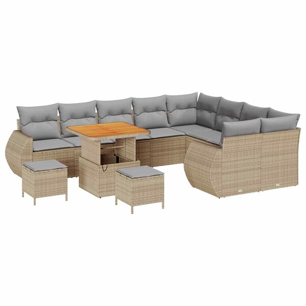 vidaXL Ensemble de canapé de jardin 12 Pièces beige et gris clair