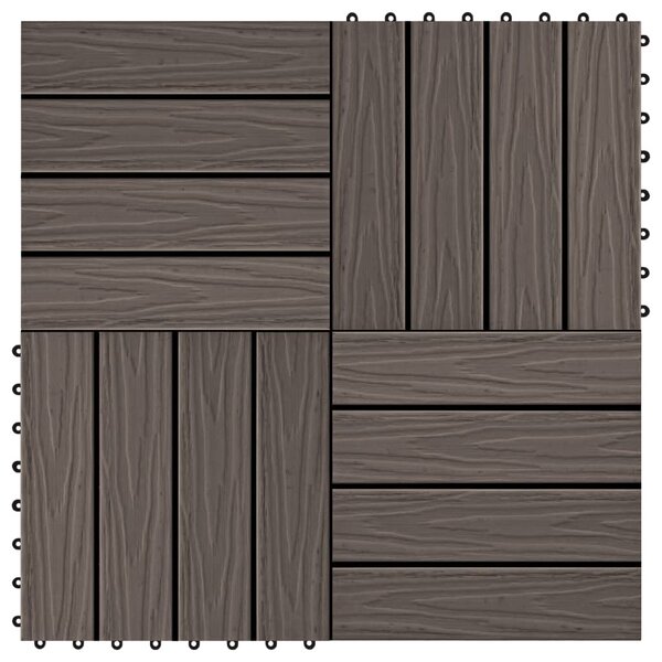 vidaXL Carreau de terrasse en relief 11 Pièces WPC 30x30 cm 1 m² Marron