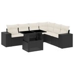 vidaXL Salon de jardin 7 Pièces avec coussins noir résine tressée