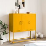 vidaXL Buffet haut jaune moutarde 100 5x39x107 cm acier
