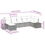 vidaXL Ensemble de 7 Pièces de Canapés de Jardin avec Coussins Noir en Rattan Poly