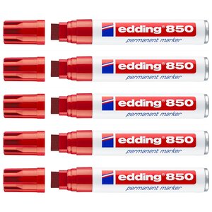 Marqueur Permanent 850 Rouge Corps Alu Pointe Large 5-15 mm x 5 EDDING