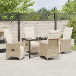 vidaXL Ensemble de salle à manger de jardin 5 pièces avec coussins beige en poly rattan