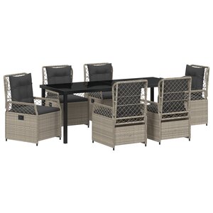 vidaXL Ensemble de Salle à Manger de Jardin de 7 Pièces Gris Clair Rattan Poly