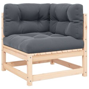 vidaXL Canapé d'angle de jardin coussins anthracite Bois de pin massif