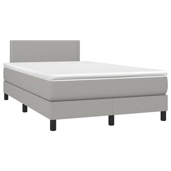 vidaXL Sommier à lattes de lit et matelas gris clair 120x190 cm tissu