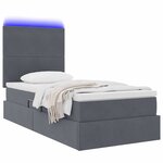 vidaXL Lit avec rangement et LED Gris foncé 90 x 200 cm Velours