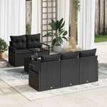 vidaXL Ensemble de canapé de jardin 6 Pièces Noir 55 x 55 x 37 cm