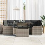 vidaXL Ensemble de canapé de jardin 7 Pièces Gris Poly Rattan