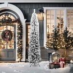 vidaXL Sapin de Noël artificiel mince flocon de neige vert 210 cm PVC