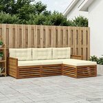 vidaXL Ensemble de canapés d'extérieur 4 pc Naturel et Crème
