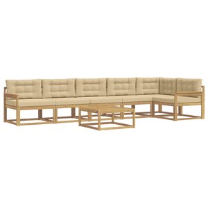vidaXL Ensemble de canapés d'extérieur 7 Pièces Blanc et Beige
