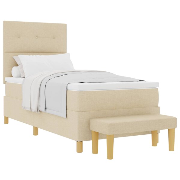 vidaXL Lit à ressorts avec tête de lit Crème 200 x 90 cm tissu