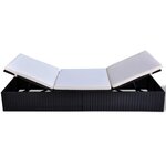 vidaXL Chaise longue Noir polyrotin