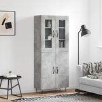 vidaXL Buffet haut Gris béton 69 5x34x180 cm Bois d'ingénierie