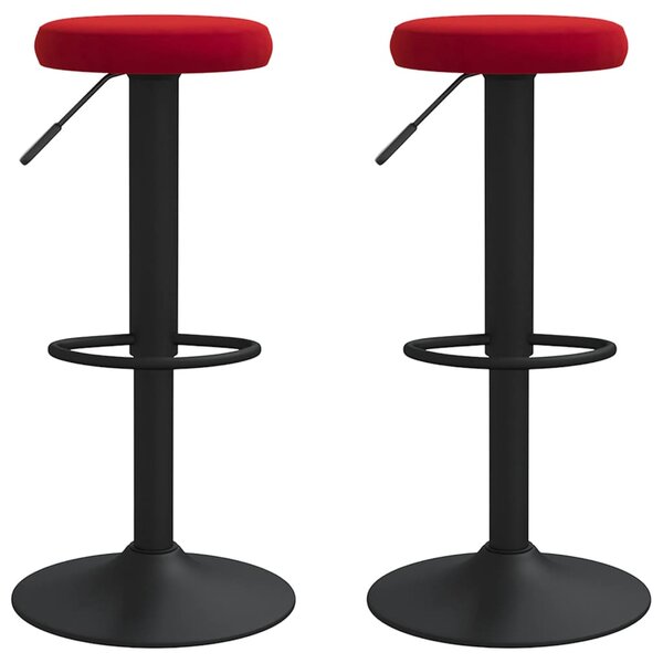 Vidaxl tabourets de bar 2 pcs rouge bordeaux velours