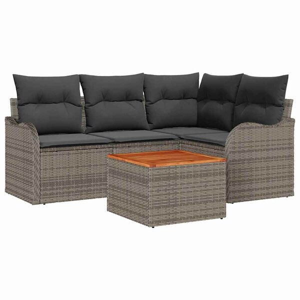 vidaXL Ensemble de canapé de jardin 5 Pièces Gris