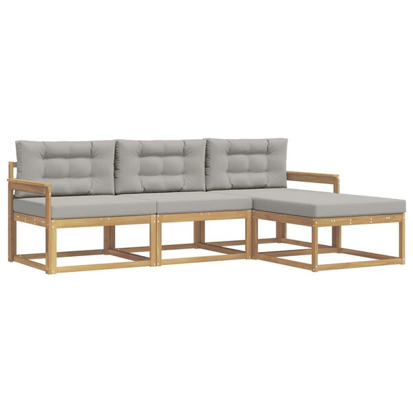 vidaXL Ensemble de canapés d'extérieur 4 pc Blanc et gris clair