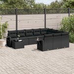 vidaXL Salon de jardin 11 Pièces avec coussins noir résine tressée