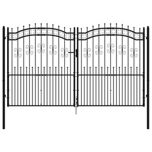 vidaXL Portail et sommet de lance Noir 305x223 cm Acier enduit poudre