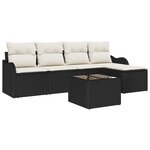 Canapé jardin 5 pièces avec coussins poly rotin marron