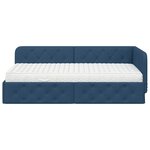 vidaXL Cadre de lit d'angle avec matelas Bleu 100 x 200 cm tissu