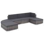 vidaXL Salon de jardin 6 Pièces avec coussins résine tressée gris